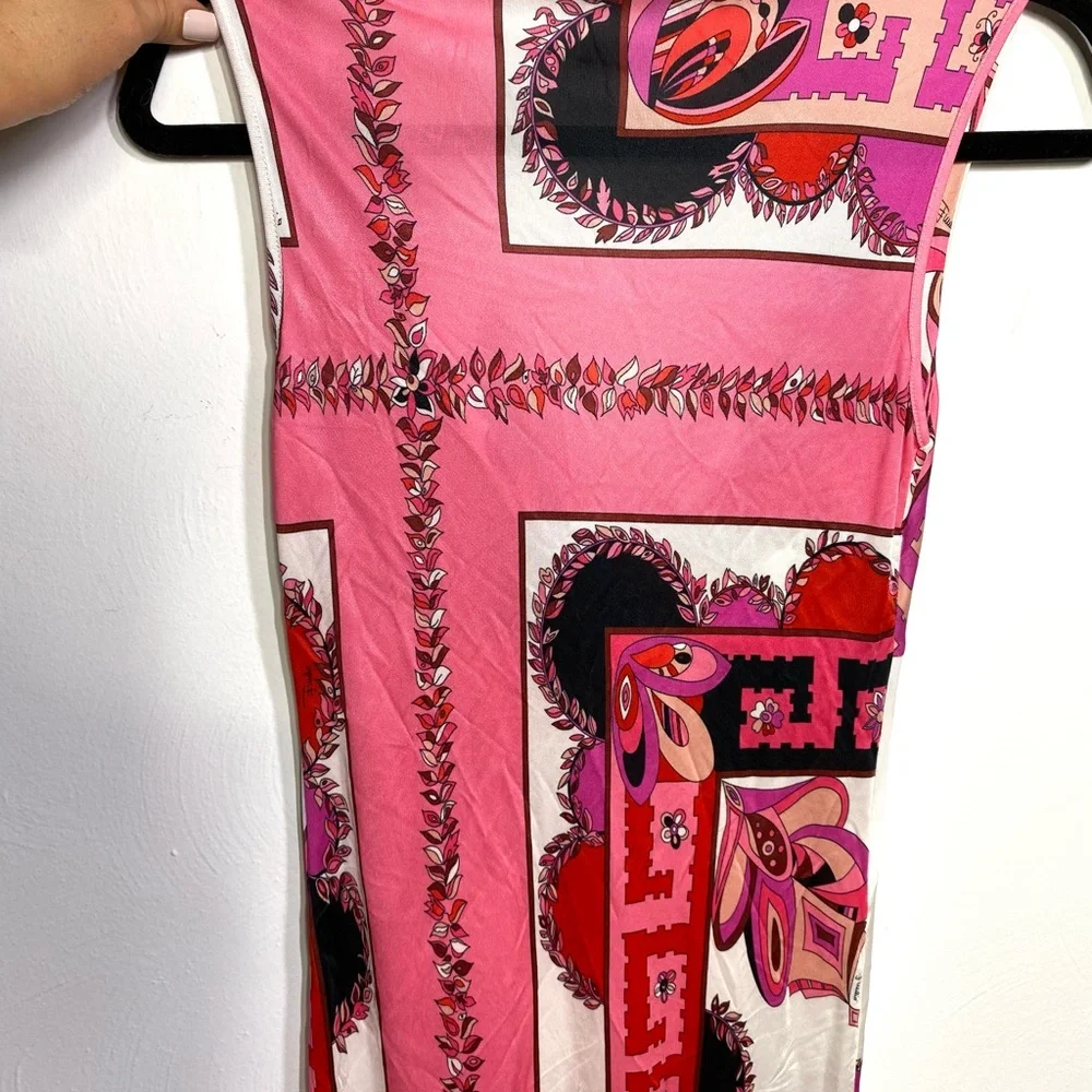 Emilio Pucci white pink red geometric print dress - Picture 12 of 16